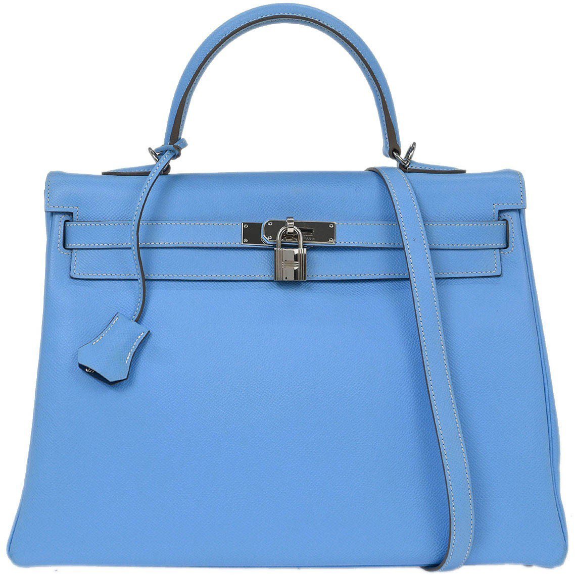 Hermès Hermes Kelly Handbag Blue Epsom with Palladium Hardware 35 Blauw