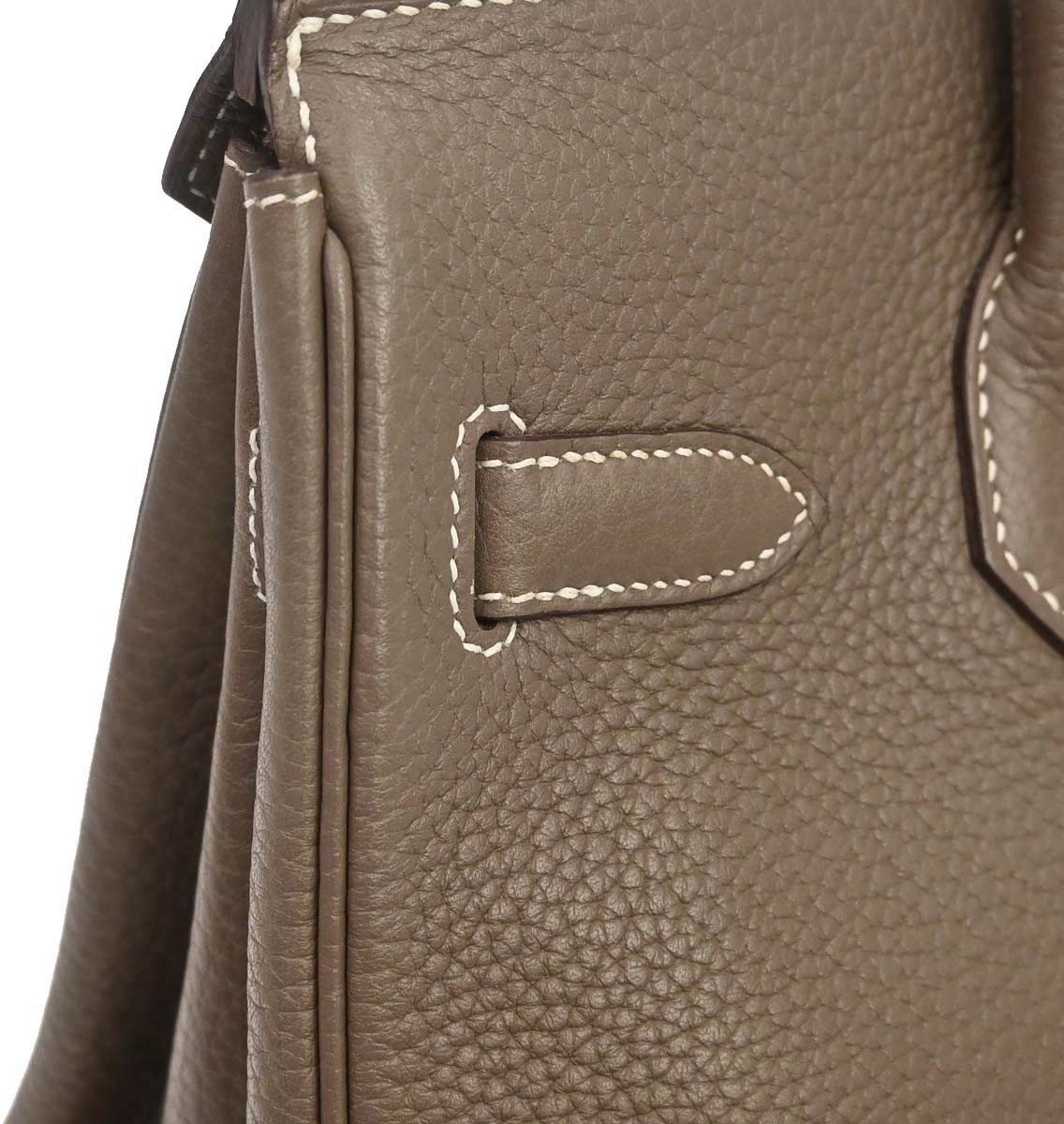 Hermès Hermes Birkin Etoupe Taurillon Clémence with Palladium Hardware 30 Grijs