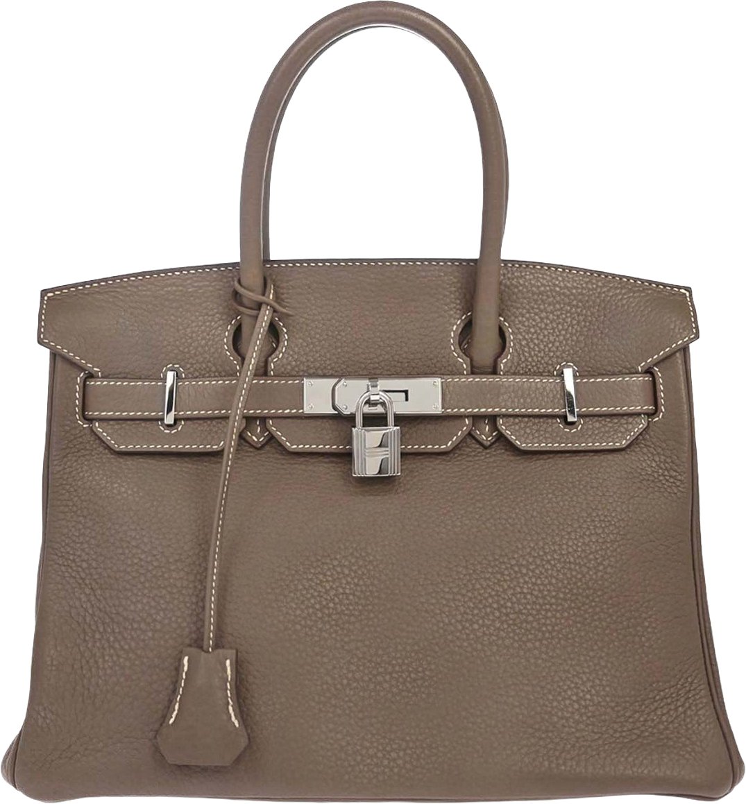 Hermès Hermes Birkin Etoupe Taurillon Clémence with Palladium Hardware 30 Grijs
