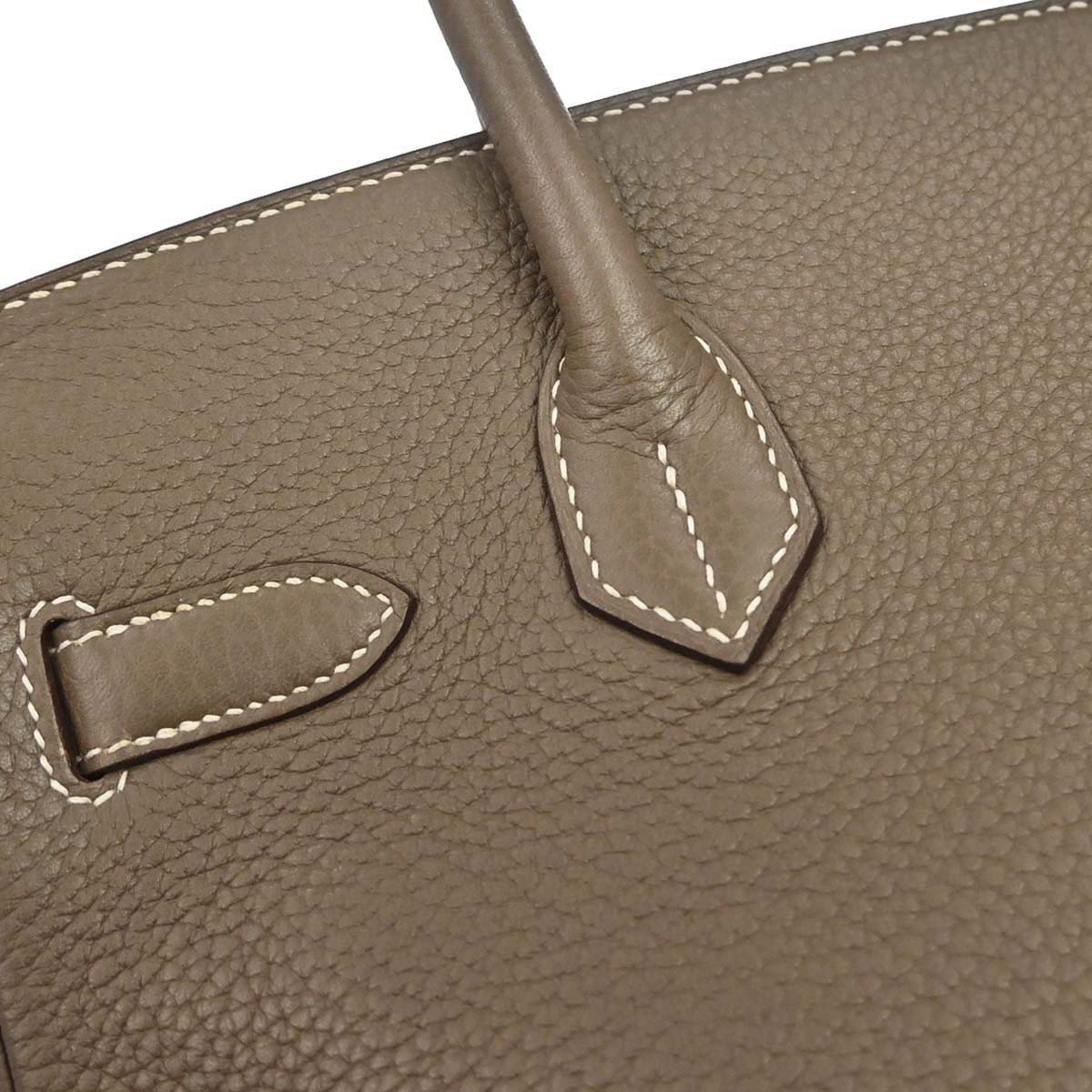 Hermès Hermes Birkin Etoupe Taurillon Clémence with Palladium Hardware 30 Grijs