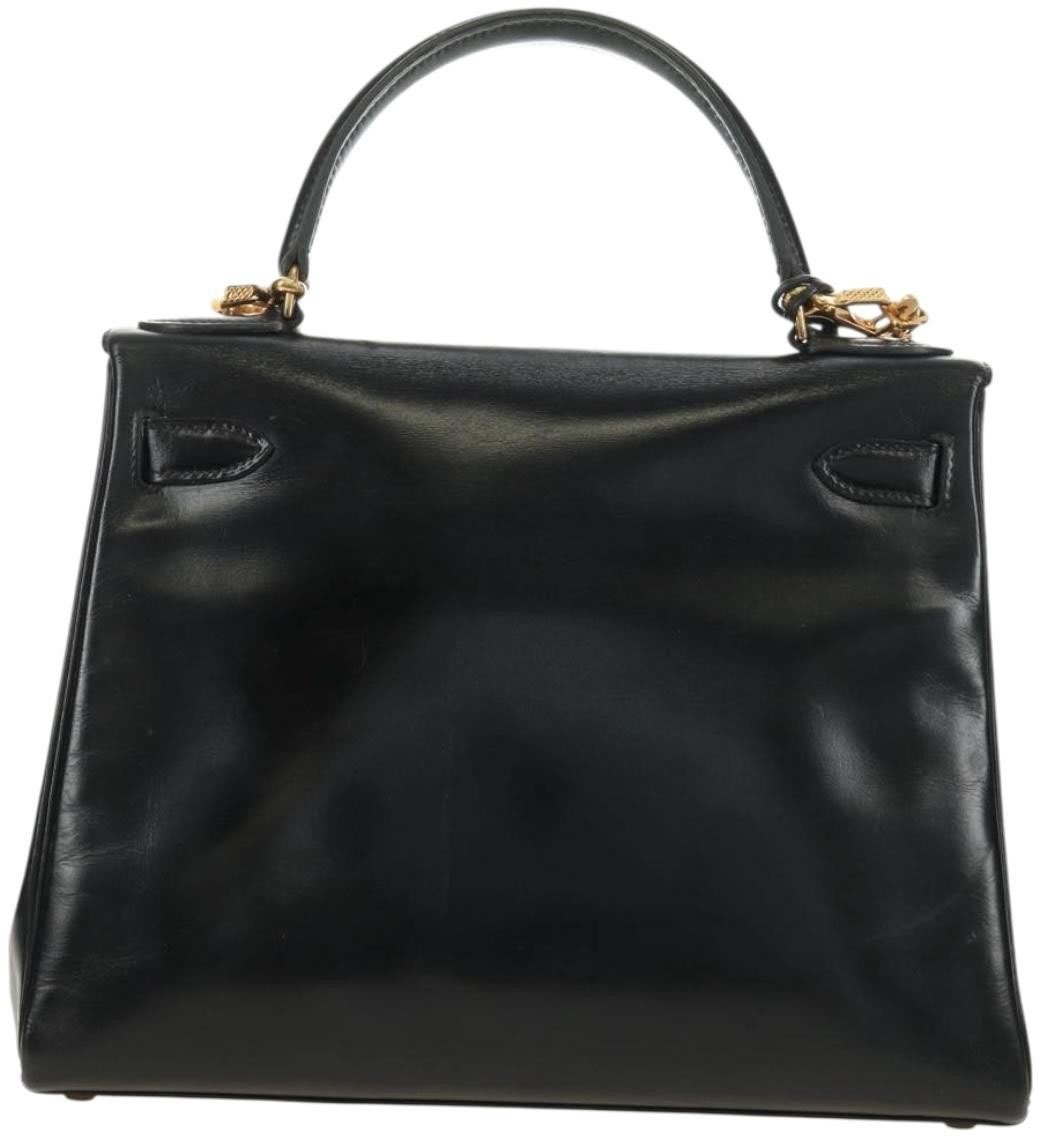 Hermès Hermes Kelly Black Box Calf with Gold Hardware 28 Zwart