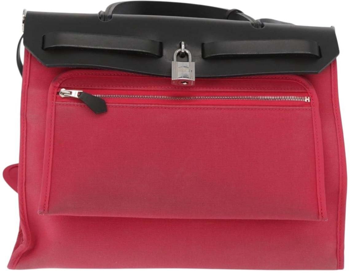 Hermès Hermes Herbag Zip Leather and Toile 31 Roze