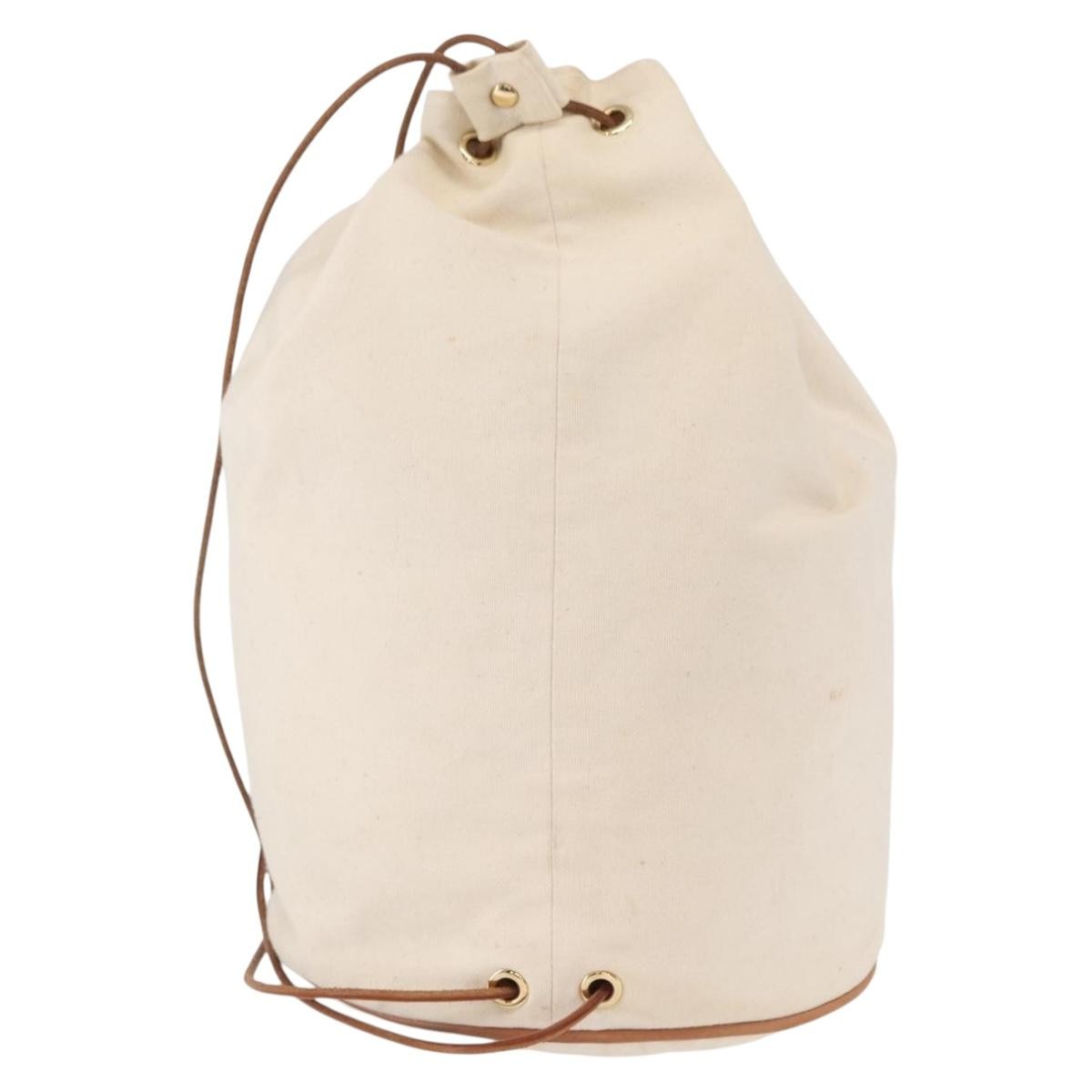 Hermès Hermes Polochon Mimile Drawstring Backpal Canvas Wit
