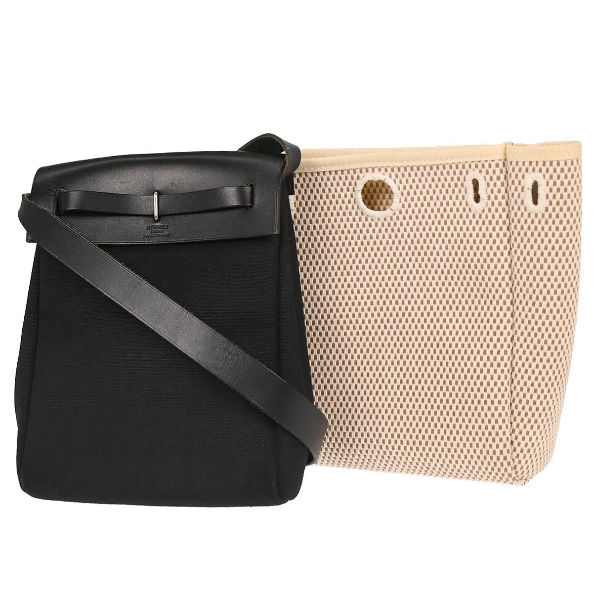 Hermès Hermes Herbag Toile and Leather TPM Zwart