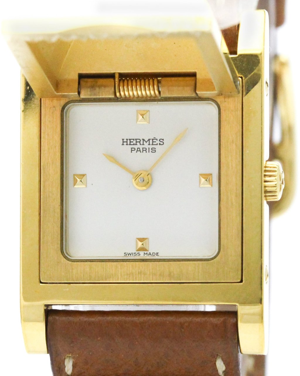Hermès Hermes Medor Quartz Plated Metal and Leather 23 Divers