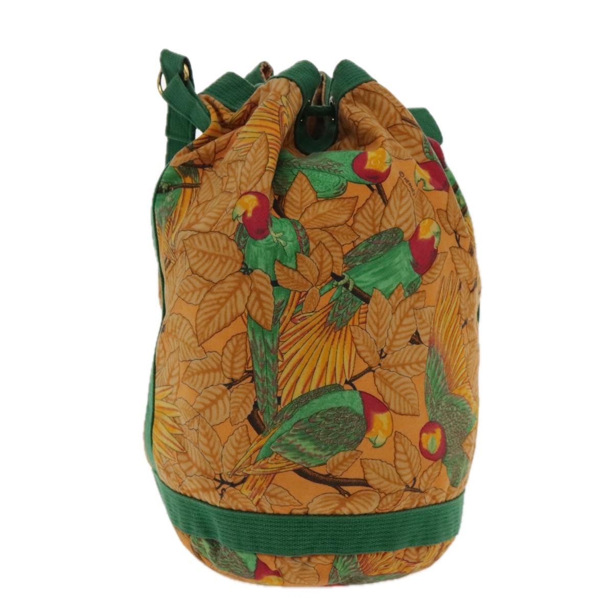 Hermès Hermes Vintage Drawstring Bucket Shoulder Bag Printed Canvas Medium Oranje