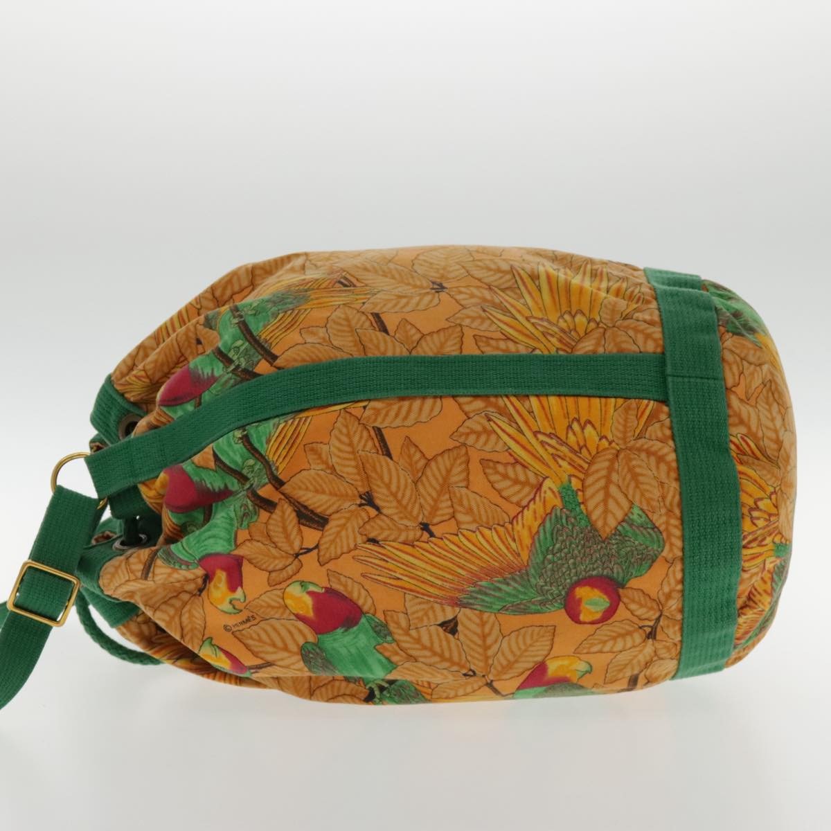 Hermès Hermes Vintage Drawstring Bucket Shoulder Bag Printed Canvas Medium Oranje