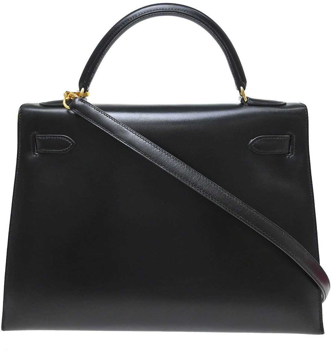 Hermès Hermes Kelly Black Box Calf with Gold Hardware 32 Zwart