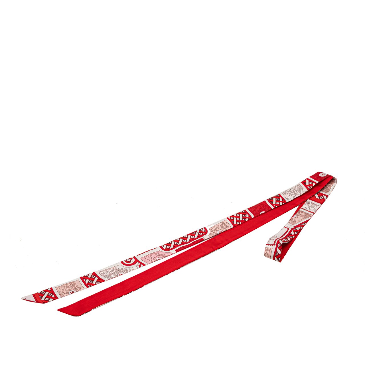 Hermès Le Tour Du Monde Twilly Silk Scarf Rood