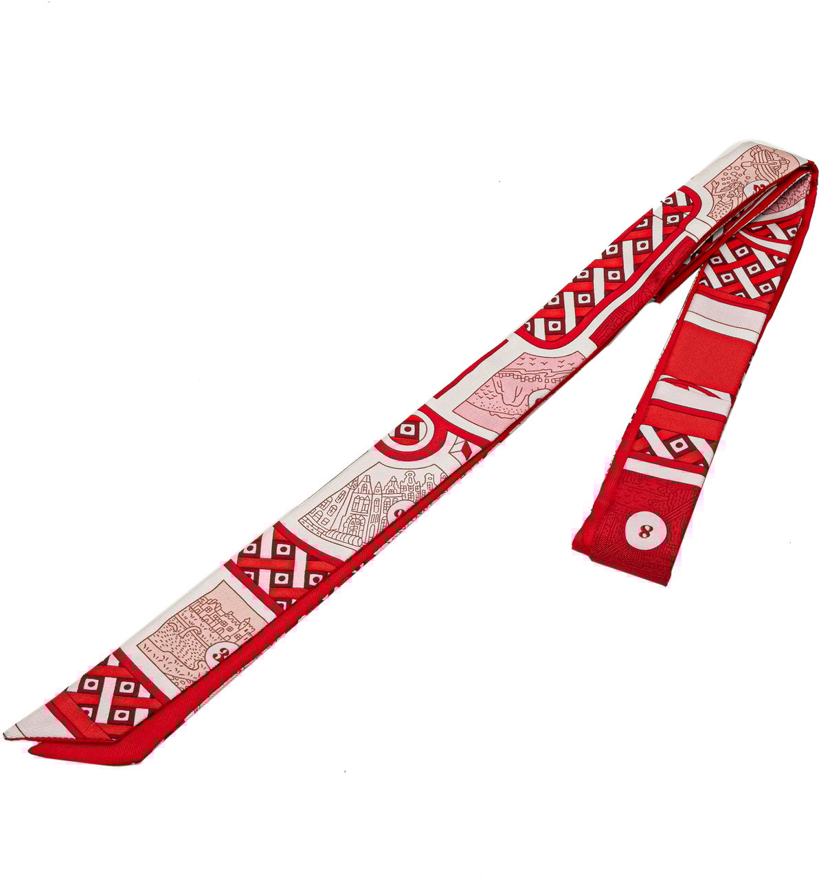 Hermès Le Tour Du Monde Twilly Silk Scarf Rood