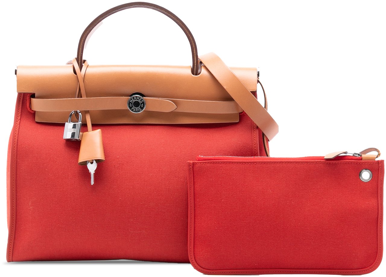 Hermès Toile Herbag Zip 31 Oranje