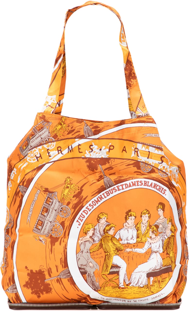 Hermès Jeu des Omnibus et Dames Blanches Silky Pop Tote Oranje