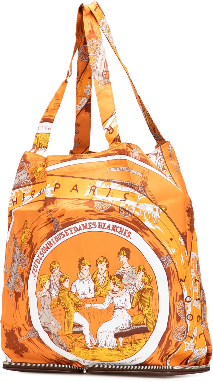 Hermès Jeu des Omnibus et Dames Blanches Silky Pop Tote Oranje
