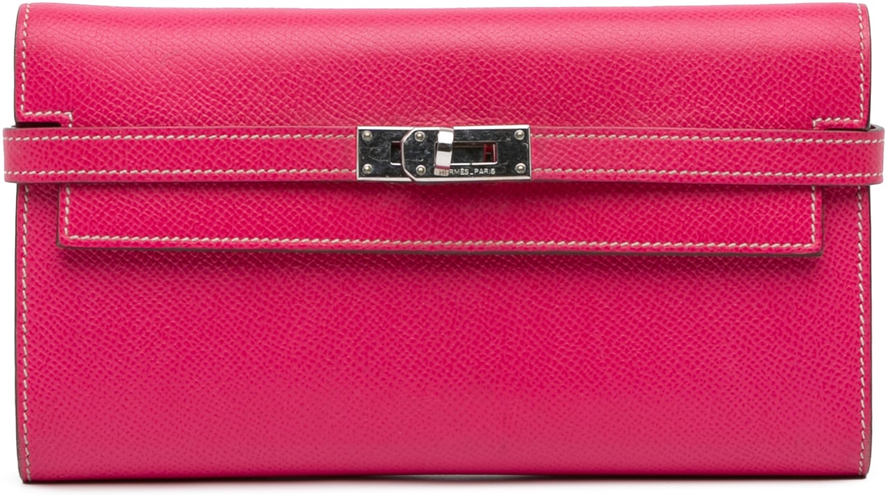 Hermès Epsom Kelly Longue Wallet Roze