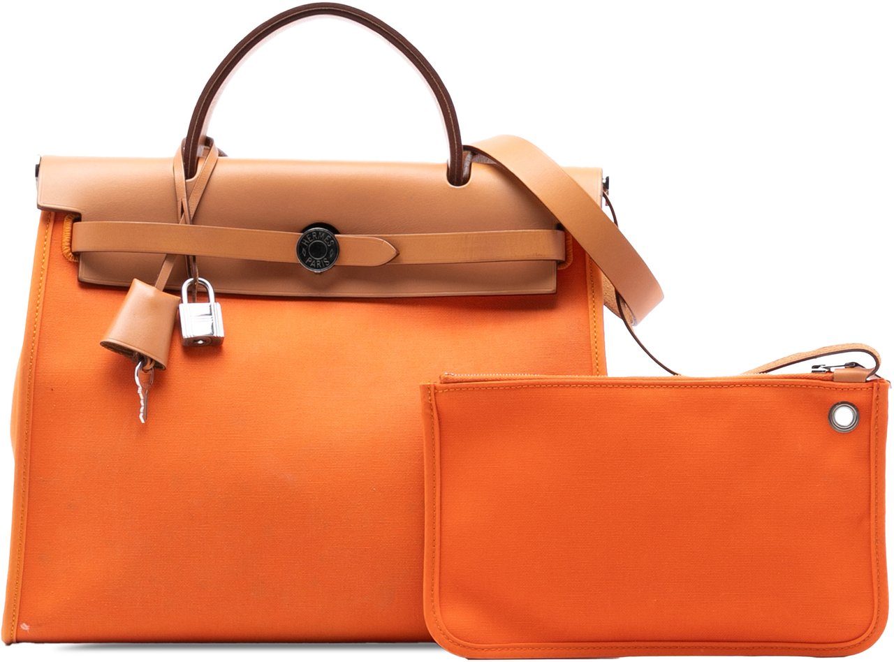 Hermès Toile Herbag Zip 31 Oranje