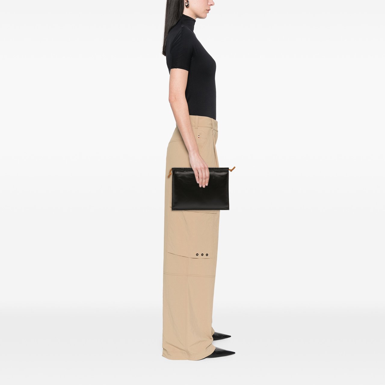 Hermès Milo Lambskin Pilo Pouch Zwart