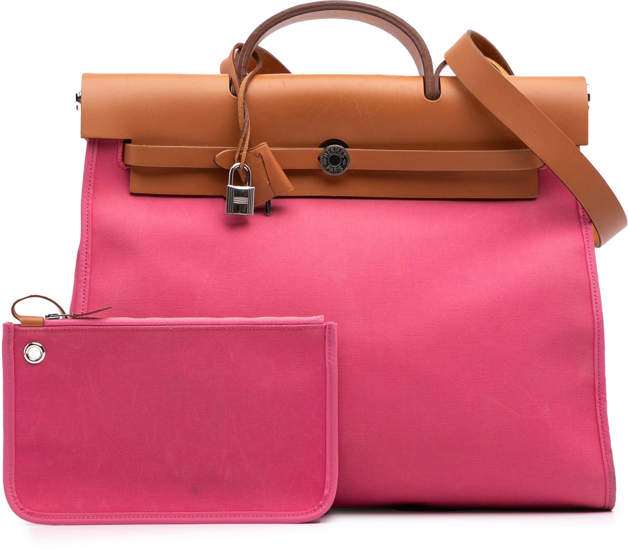 Hermès Toile Herbag Zip 39 Roze