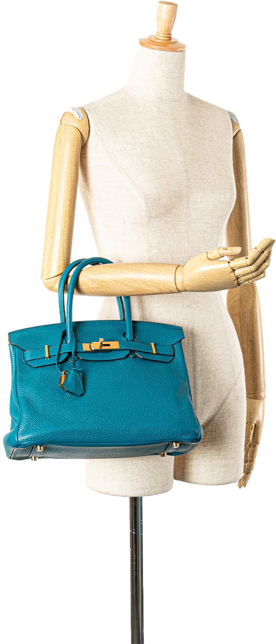 Hermès Clemence Birkin Retourne 30 Blauw
