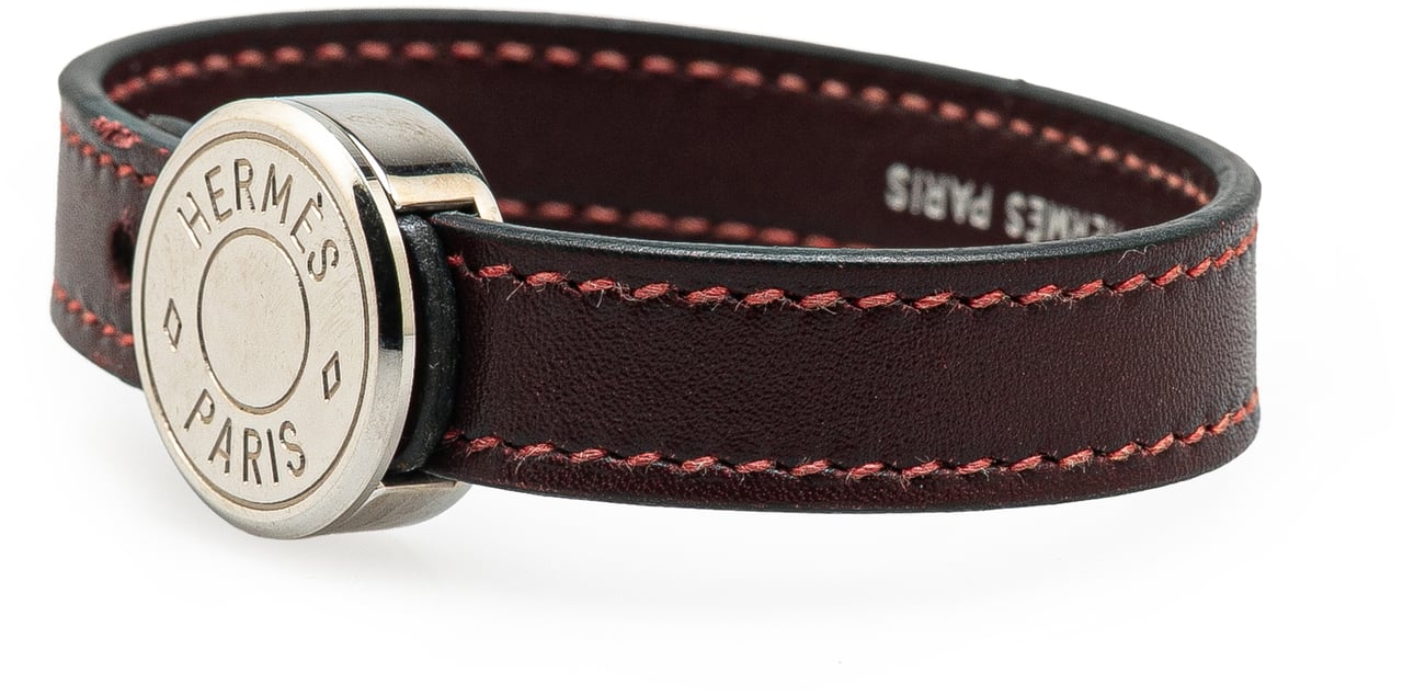 Hermès Leather Clou de Selle Bracelet Bruin