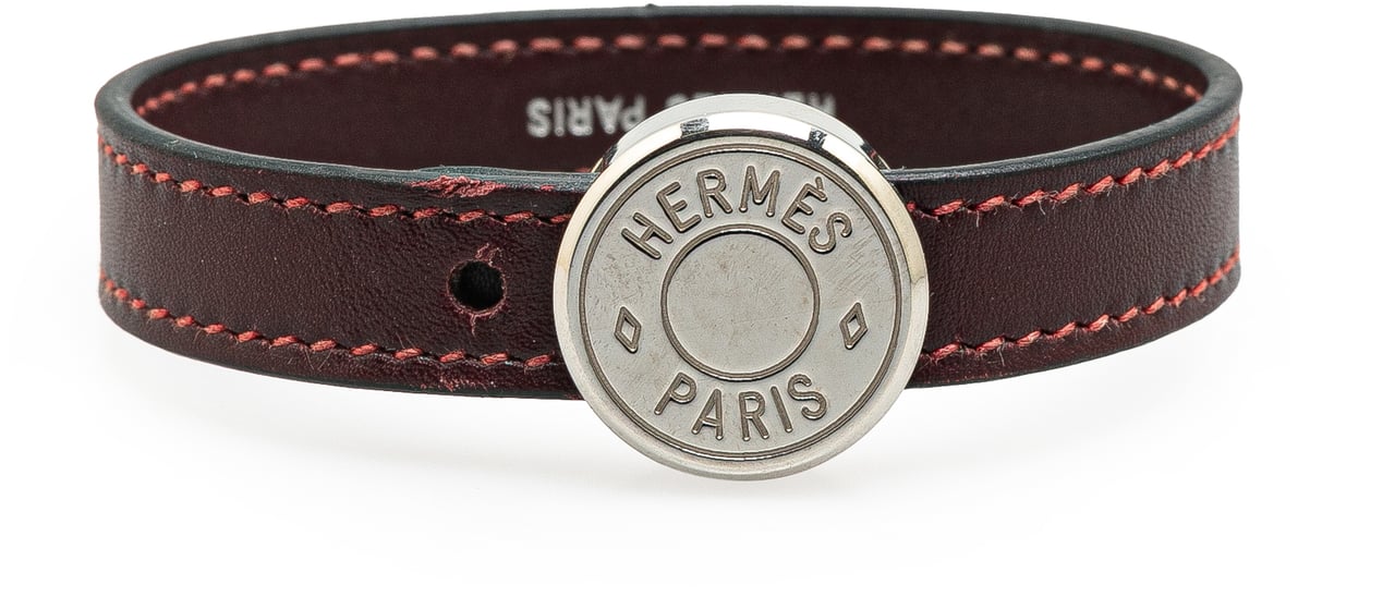Hermès Leather Clou de Selle Bracelet Bruin