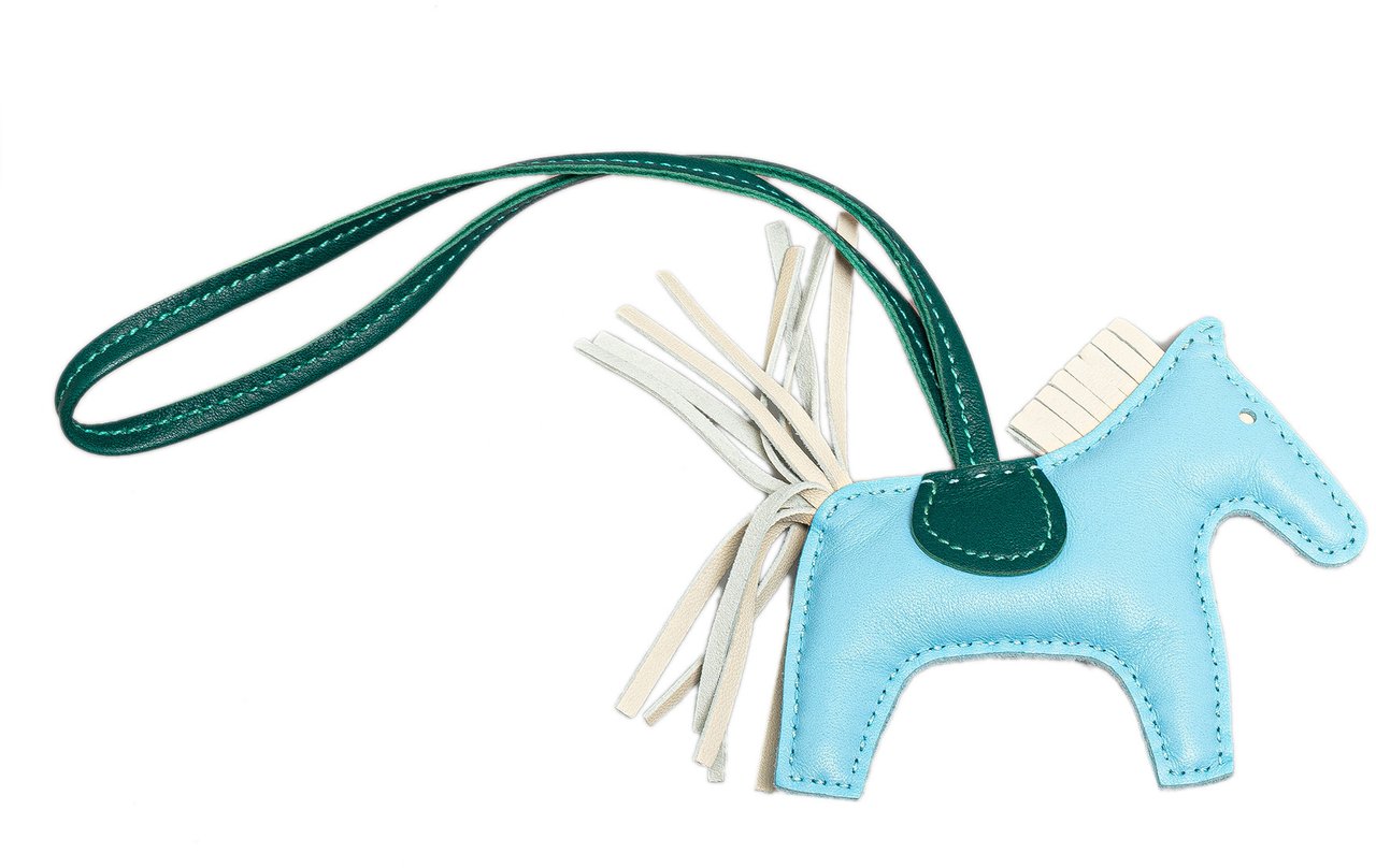 Hermès Milo Lambskin Grigri Rodeo Horse Bag Charm TPM Blauw