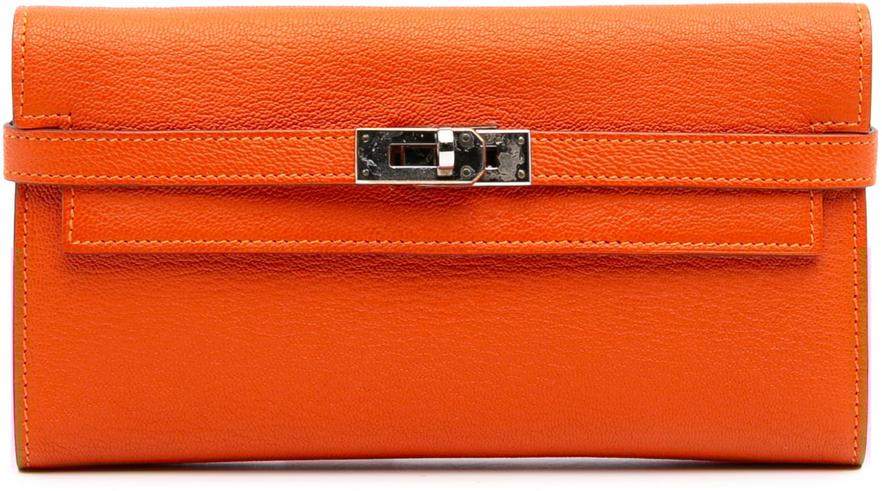 Hermès Chevre Mysore Kelly Longue Wallet Oranje