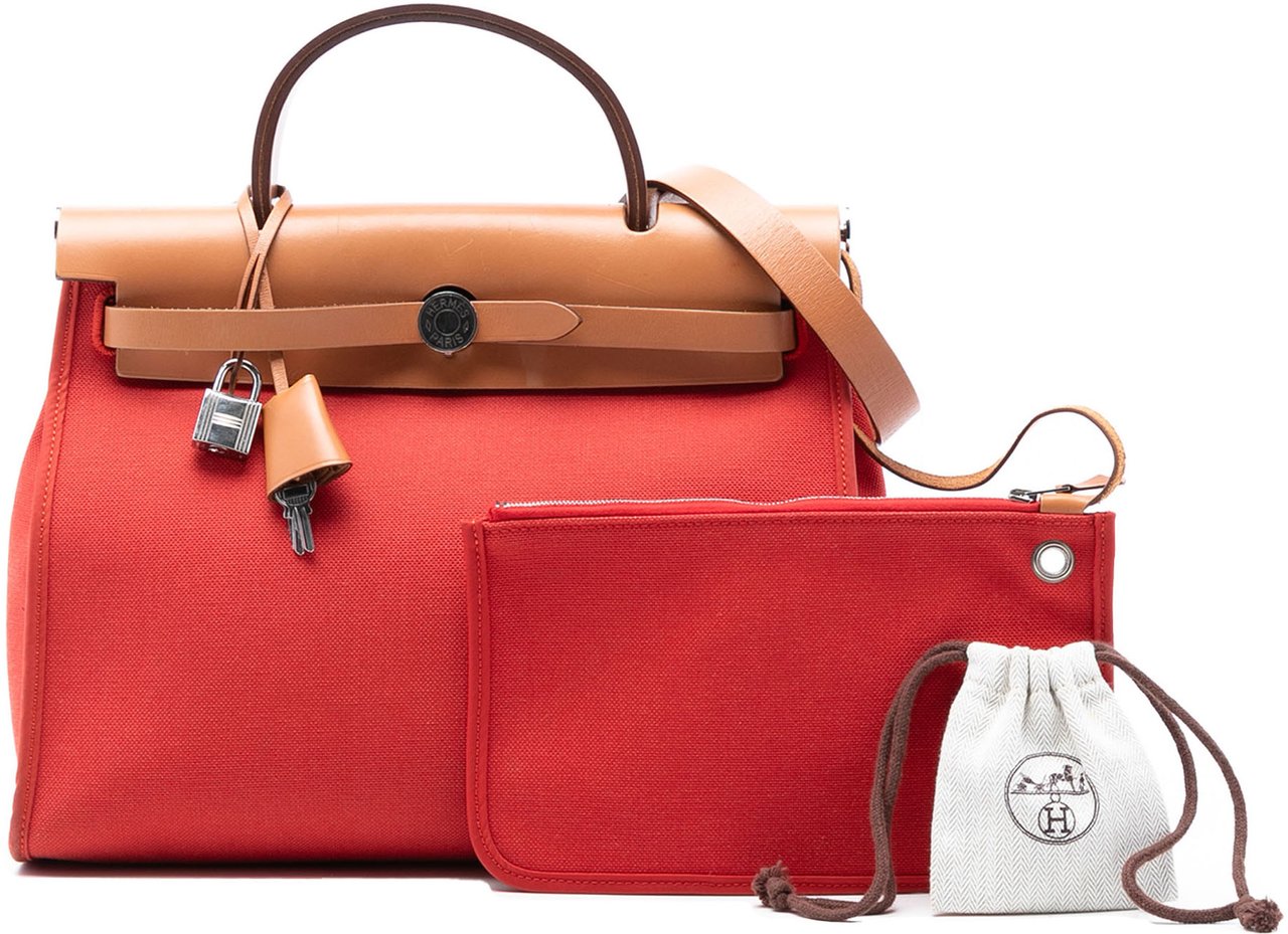 Hermès Toile Herbag Zip 31 Oranje