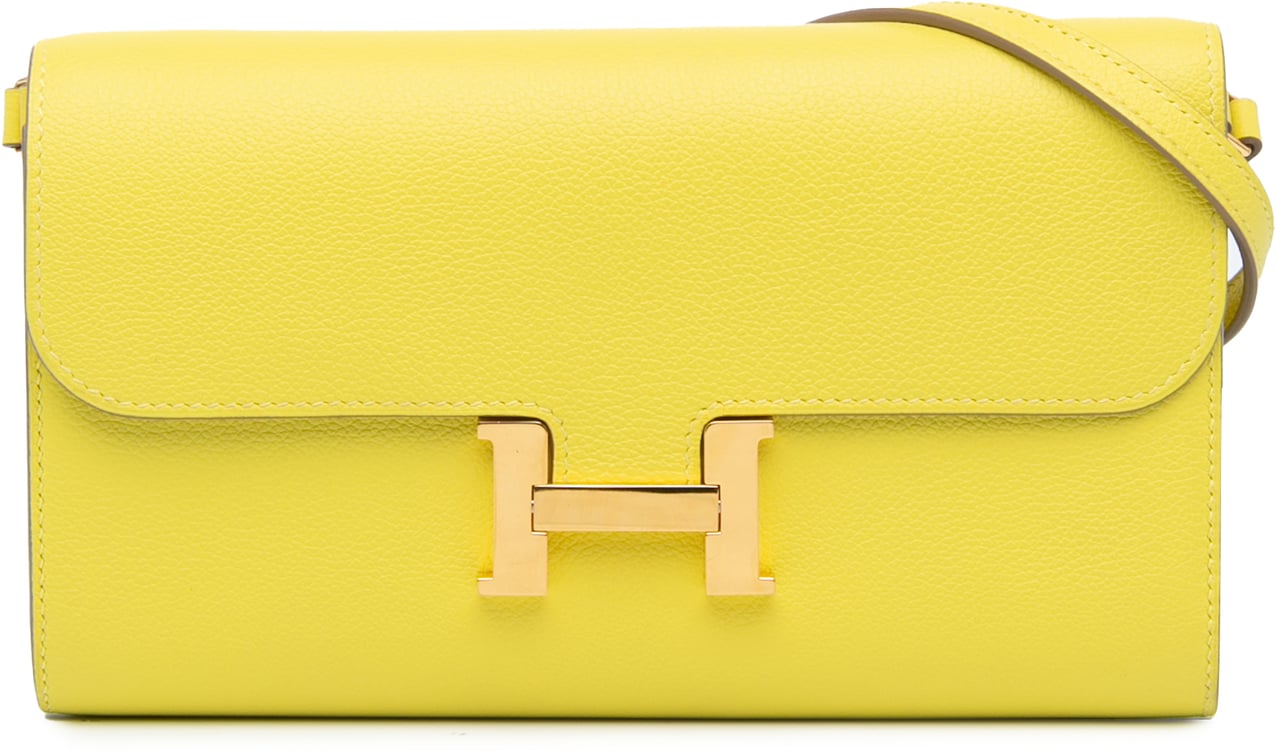 Hermès Evercolor Constance Wallet To Go Geel