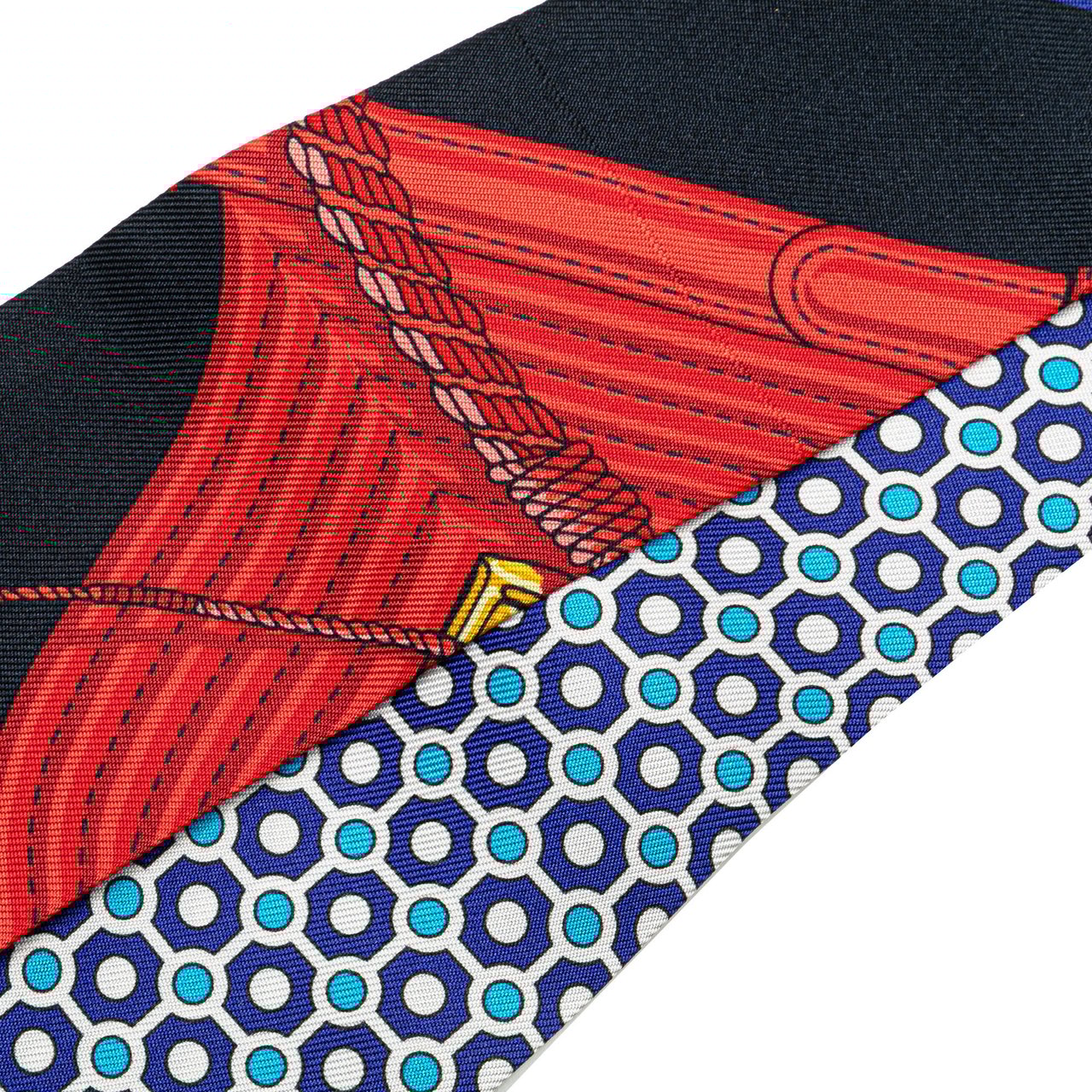 Hermès Clic Clac Modern Cannage Silk Twilly Scarf Blauw