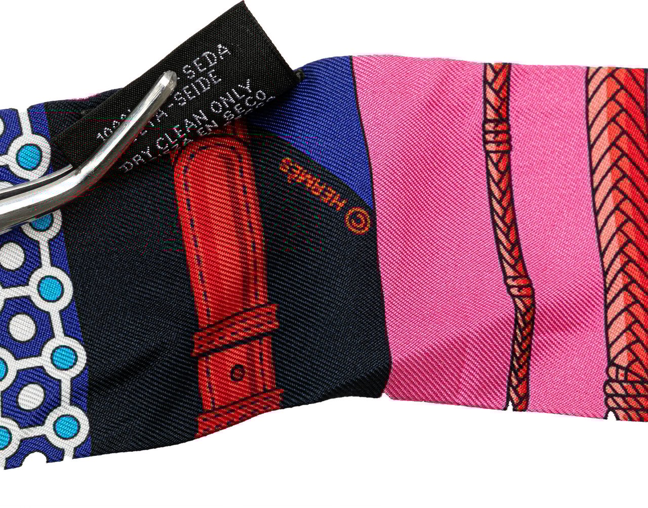 Hermès Clic Clac Modern Cannage Silk Twilly Scarf Blauw