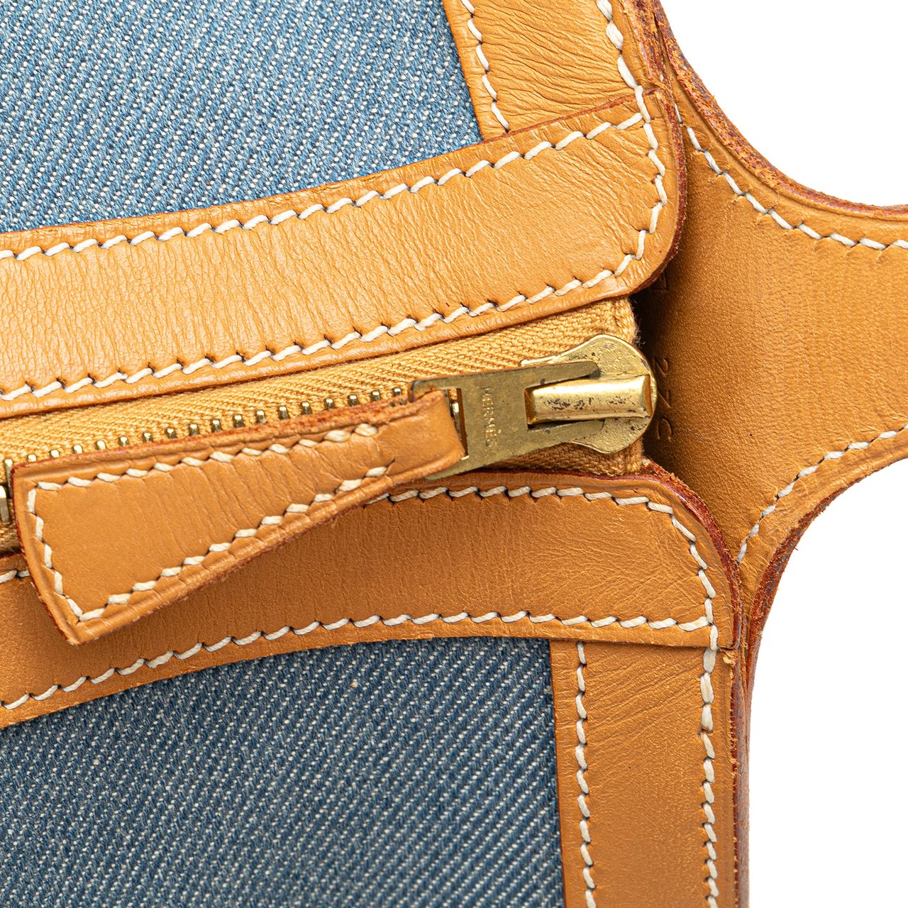 Hermès Denim and Calfskin Sac Doremi 33 Blauw