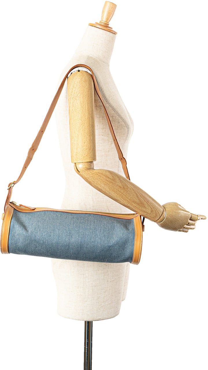 Hermès Denim and Calfskin Sac Doremi 33 Blauw