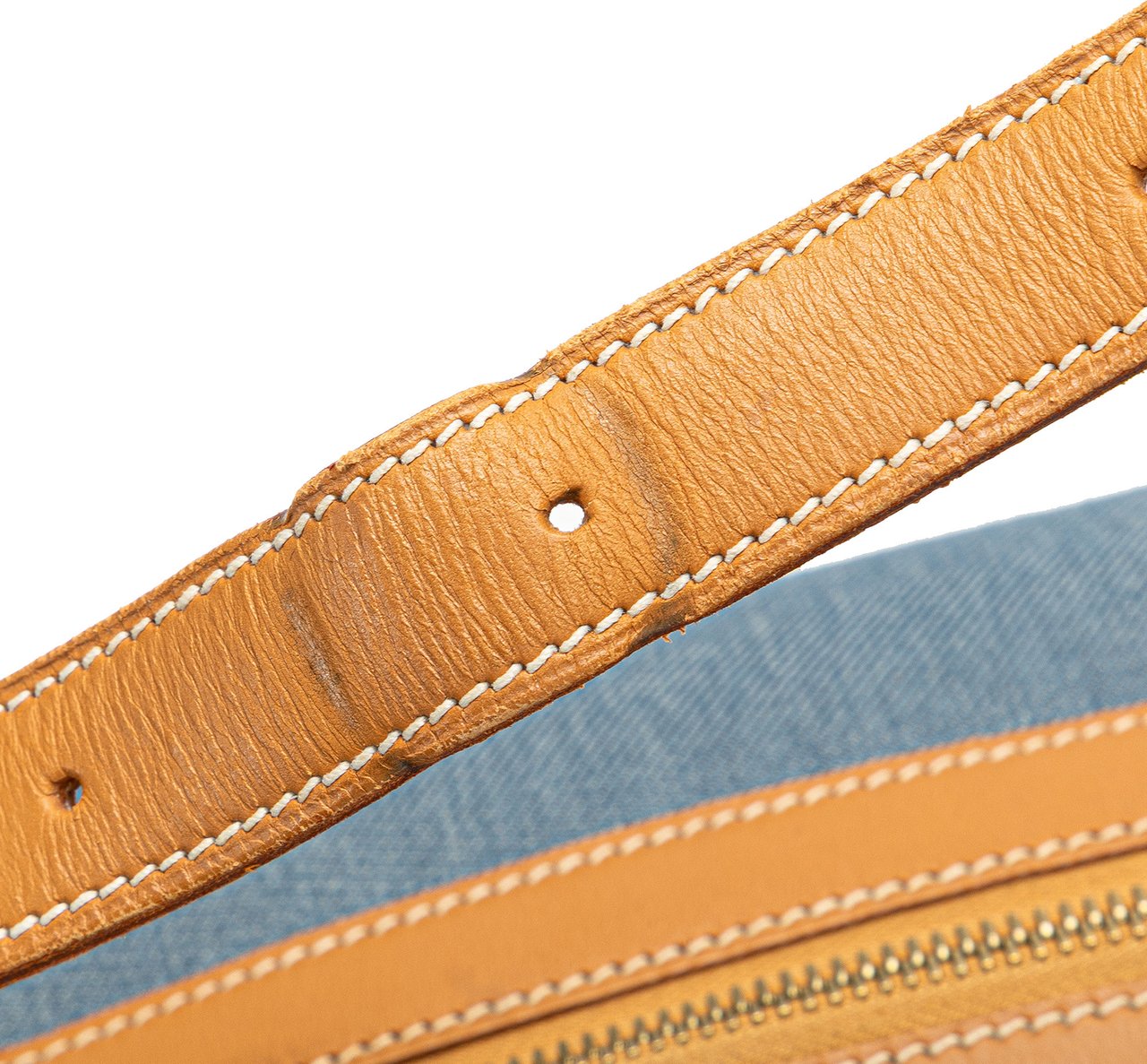 Hermès Denim and Calfskin Sac Doremi 33 Blauw