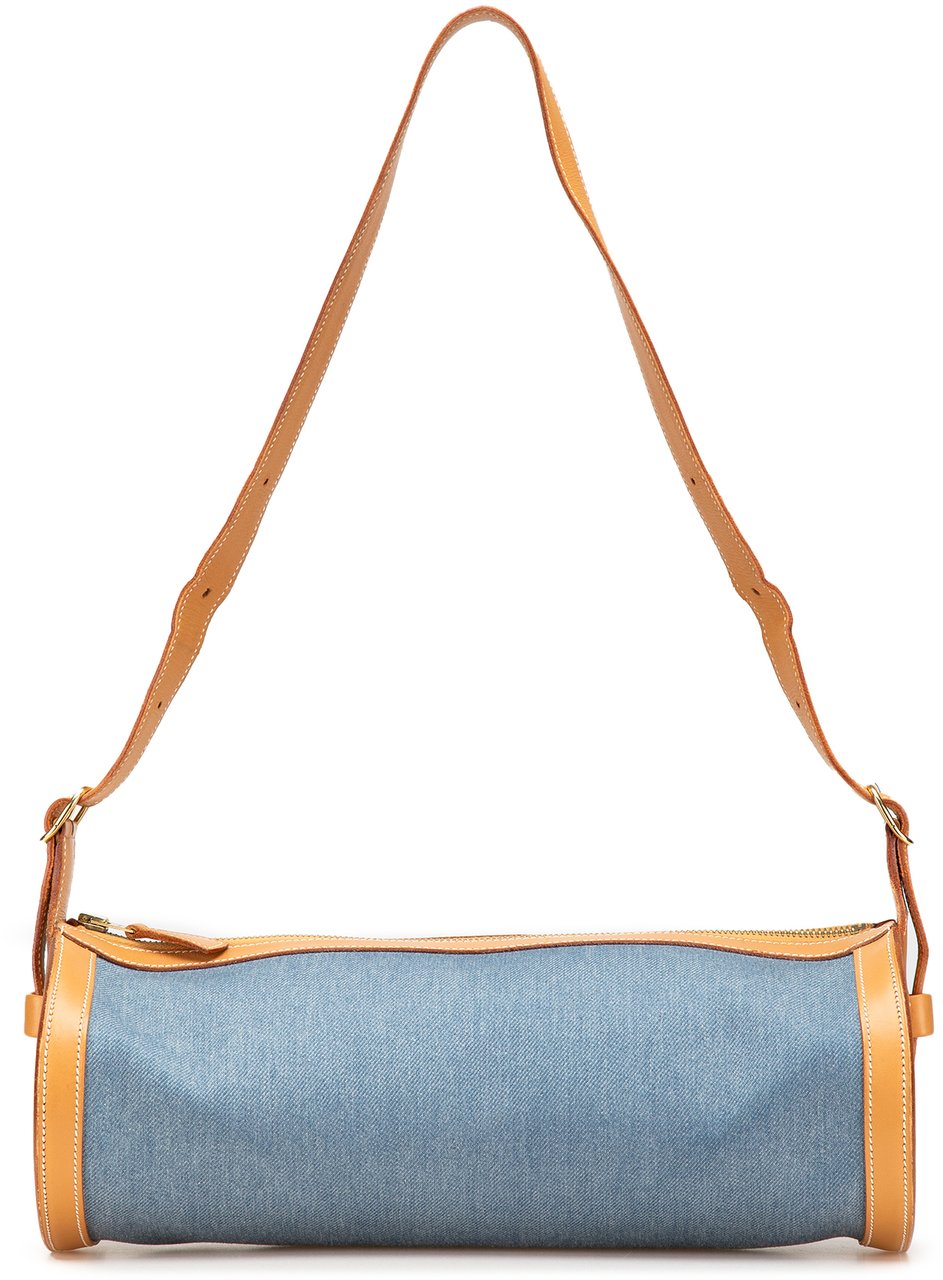 Hermès Denim and Calfskin Sac Doremi 33 Blauw