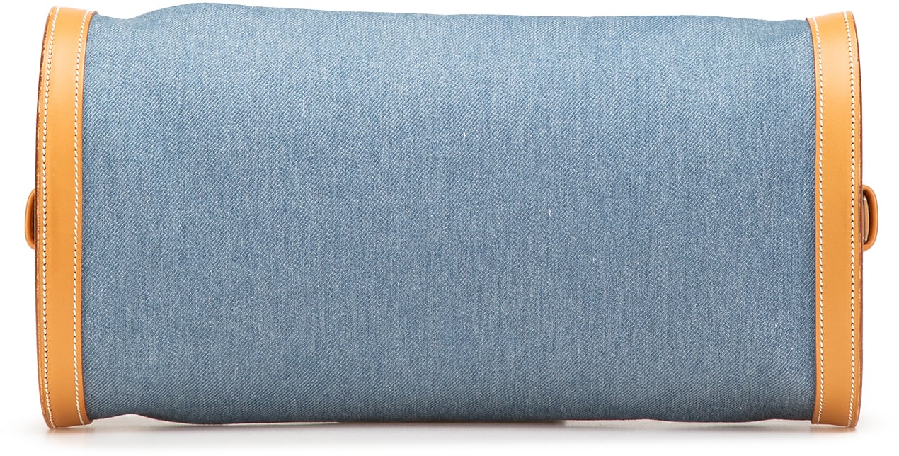 Hermès Denim and Calfskin Sac Doremi 33 Blauw