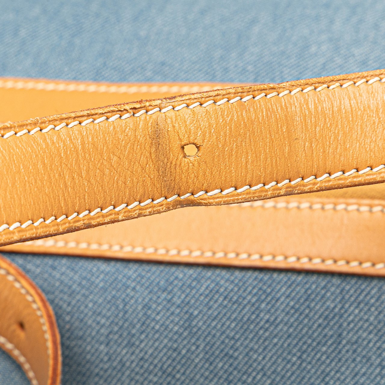 Hermès Denim and Calfskin Sac Doremi 33 Blauw