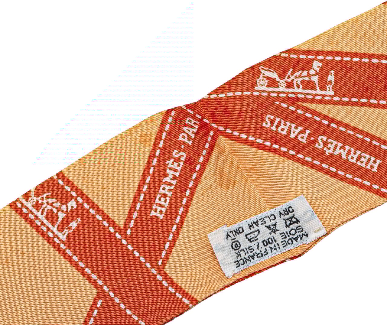 Hermès Bolduc Silk Twilly Scarf Oranje