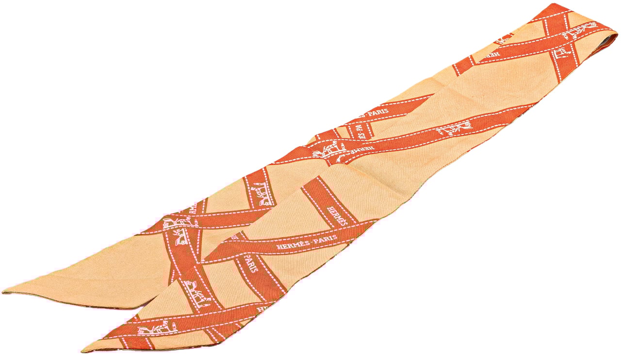 Hermès Bolduc Silk Twilly Scarf Oranje