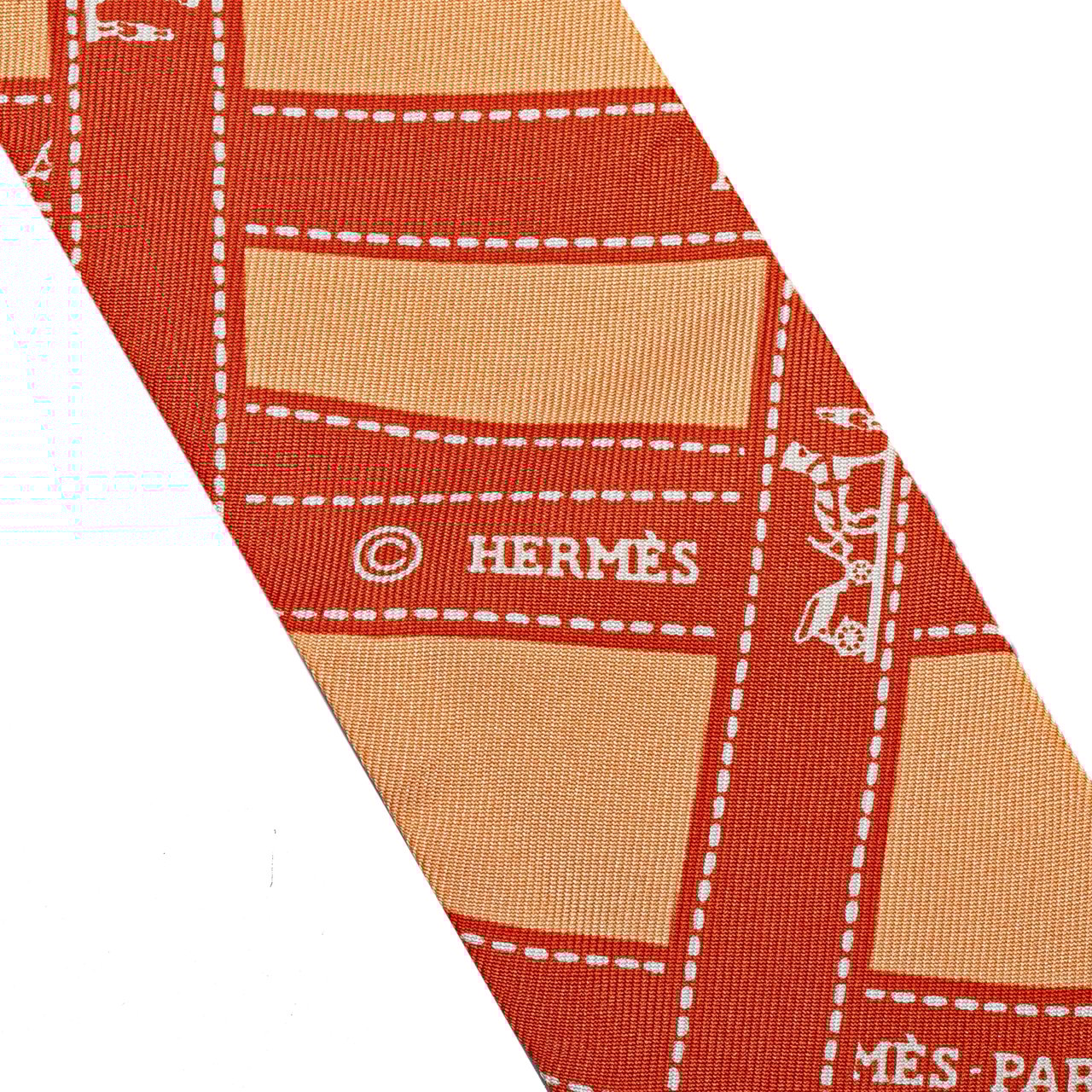 Hermès Bolduc Silk Twilly Scarf Oranje