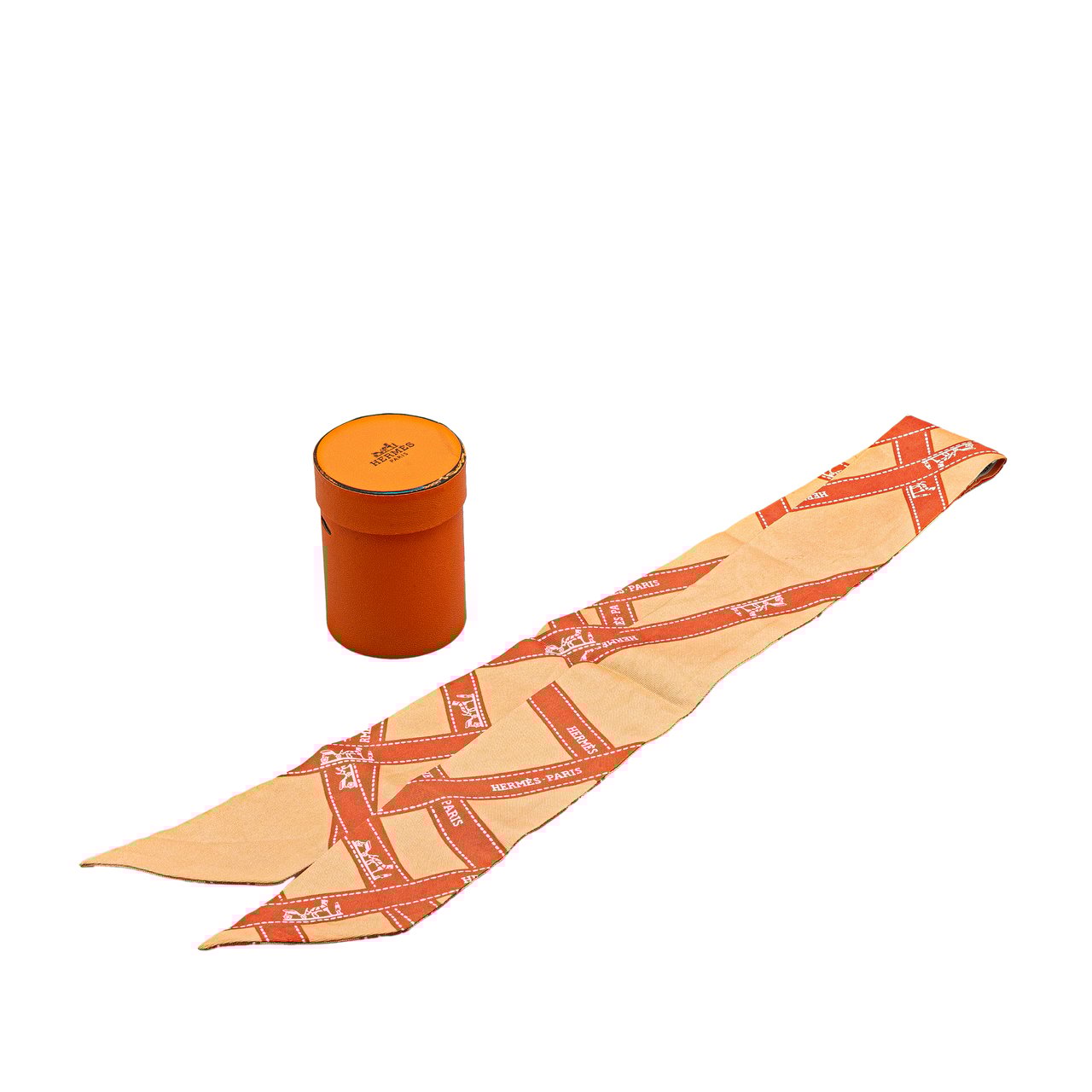 Hermès Bolduc Silk Twilly Scarf Oranje