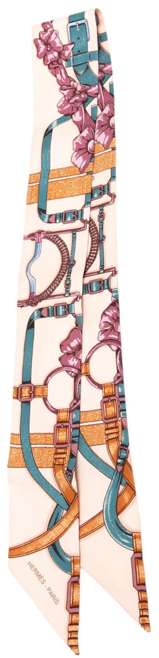 Hermès Grand Manege Silk Twilly Scarf Wit