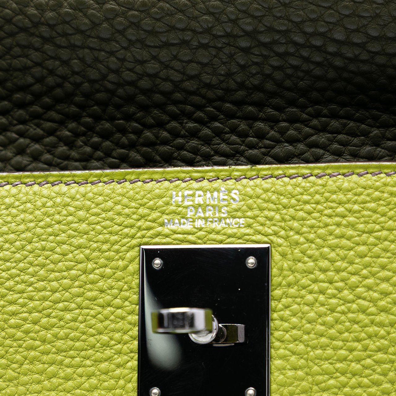Hermès Tricolor Togo Kelly II Retourne 32 Groen