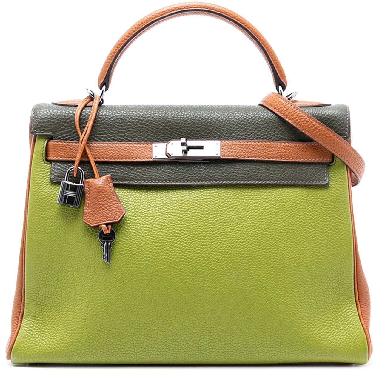 Hermès Tricolor Togo Kelly II Retourne 32 Groen