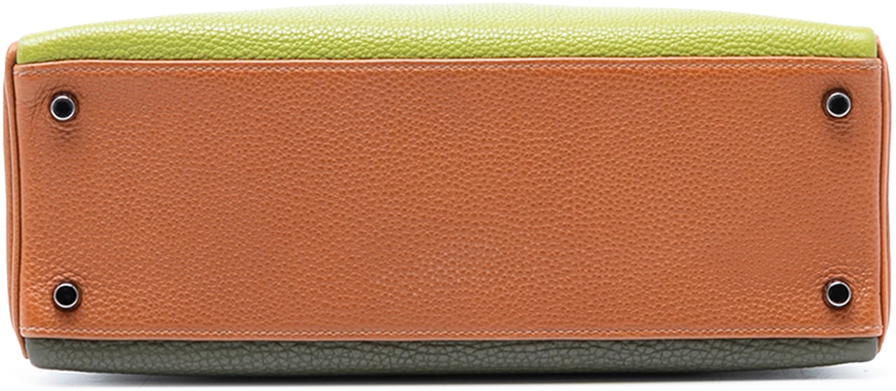 Hermès Tricolor Togo Kelly II Retourne 32 Groen