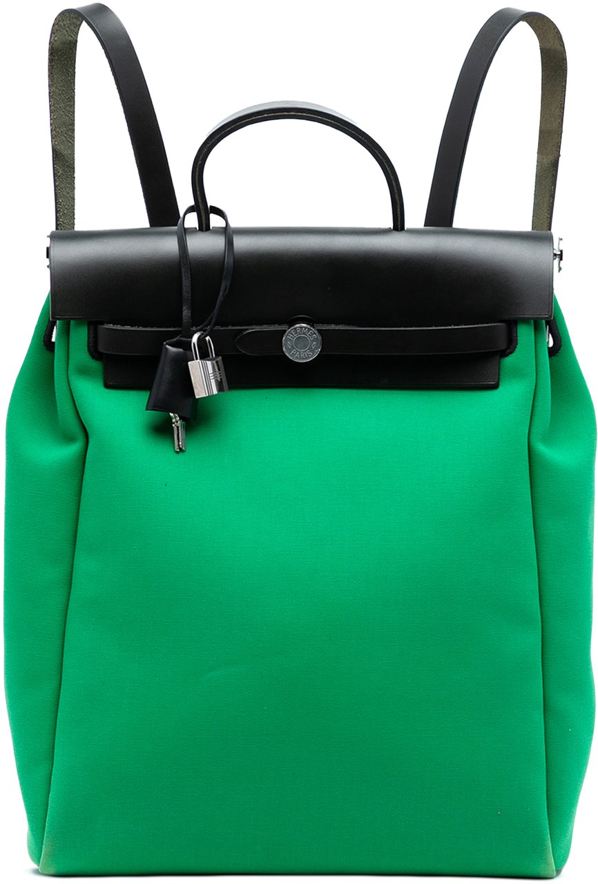 Hermès Toile Herbag A Dos Zip Retourne Backpack Groen