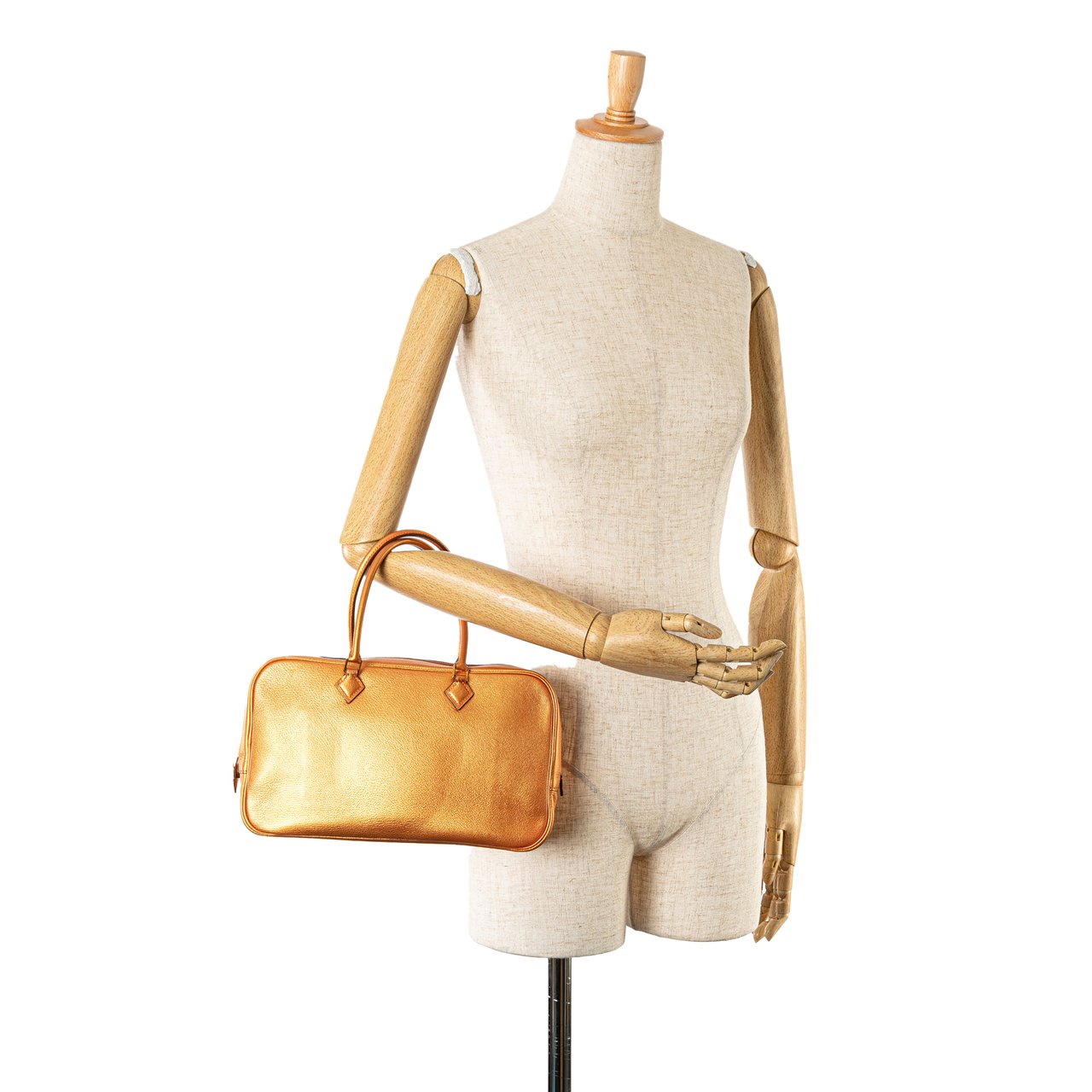 Hermès Metallic Chevre Coromandel Plume Elan 28 Oranje