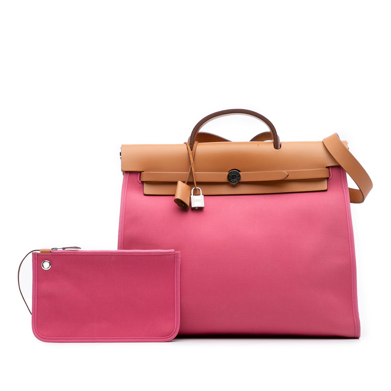 Hermès Toile Herbag Zip 39 Roze