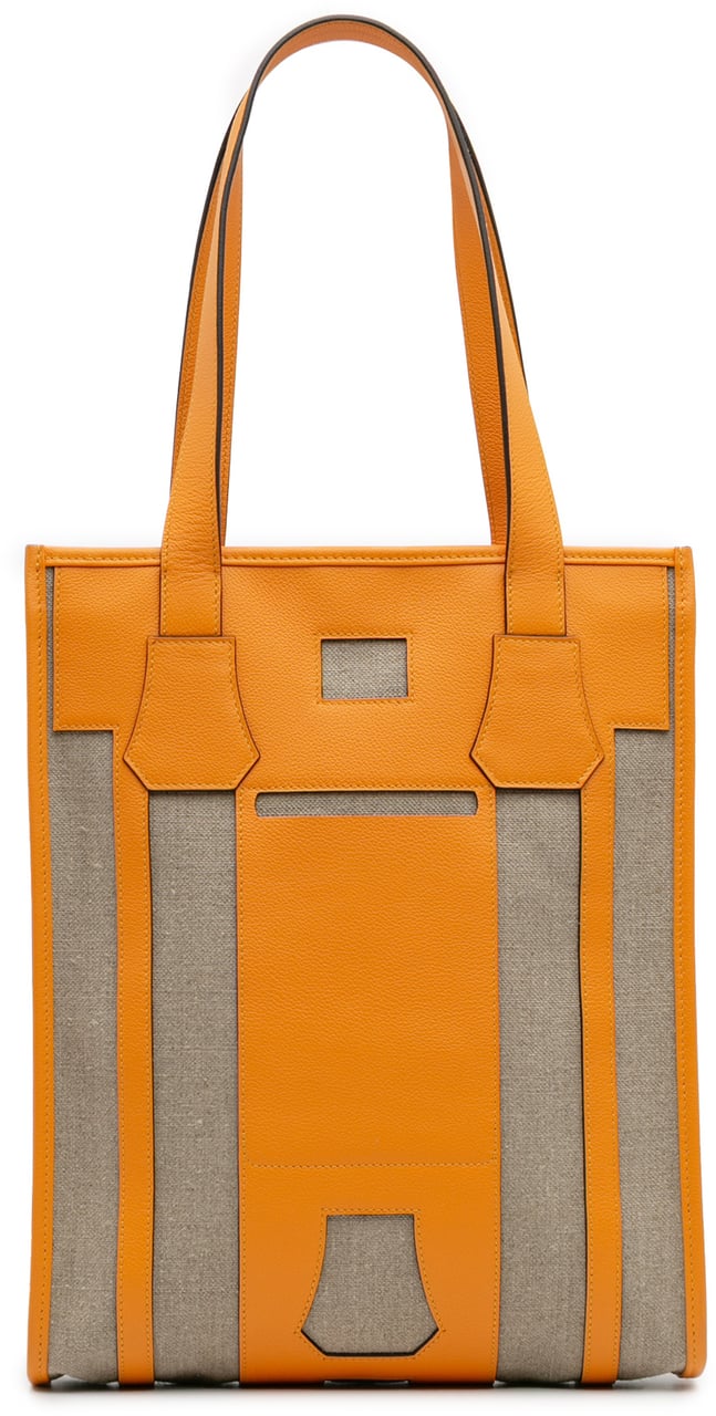 Hermès Evergrain and Toile Petit H Bell Tote Geel