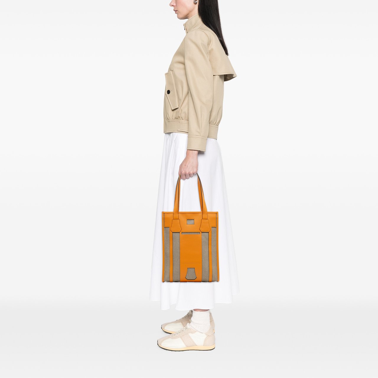 Hermès Evergrain and Toile Petit H Bell Tote Geel