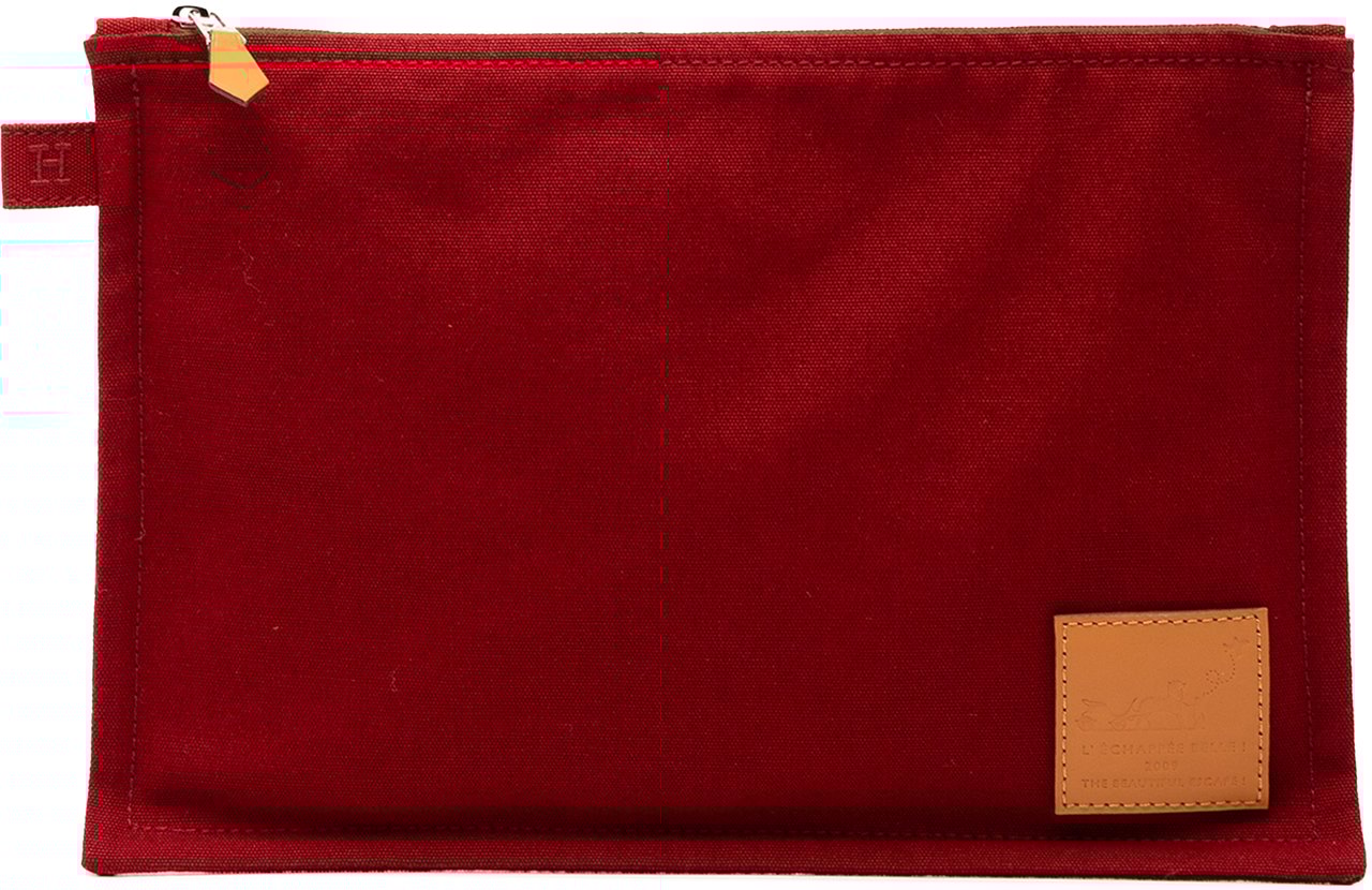 Hermès Toile Bora Bora Pouch MM Rood